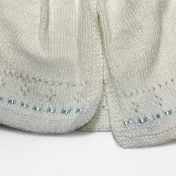 Vintage Handmade‎ Classic Knitted Infant Matinee Coat Bonnet Booties Set - Picture 4 of 7